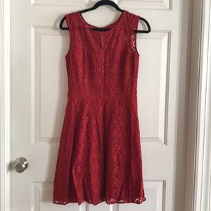 Lace overlay crimson red dress NWT